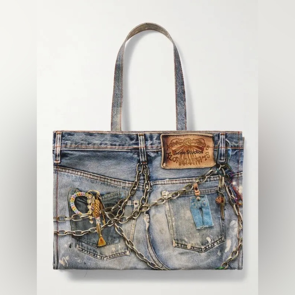 Acne studios Trompe L'oeil Cotton-Canvas Tote Bag $1063 NEW without tags - Picture 3 of 15